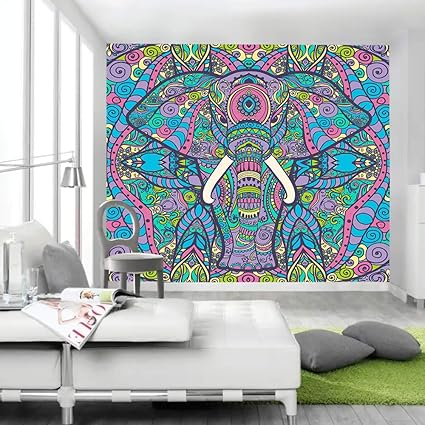 Jawo Elephant Wall Tapestry Boho Hipe Animal Elephant Wall Hanging Tapestry For Bedroom Living Room Dorm Wall Decor Art Tapestry 71x60 Inches