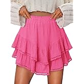 onlypuff Flowy Shorts for Women Ruffle Skorts Mini Skirts High Waisted Teen Gilrs Tennis Skort Summer Shorts