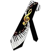 Steven Harris Men's Keyboard Necktie Piano Ties with Notes and Treble One Size Black