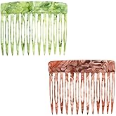 2 Pcs French Hair Side Combs for Women Accessories Twist Hair Styling Hair Decorative Hair Clips (Pink, Green)