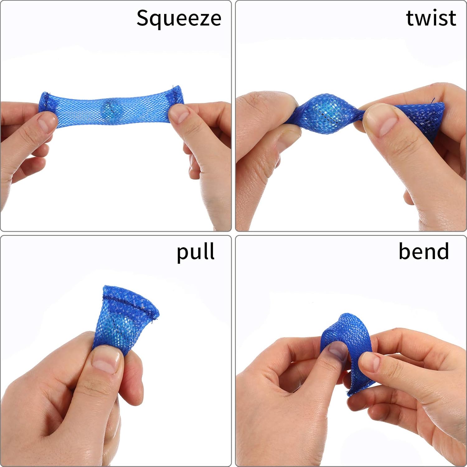 FRIUSATE 10 Pcs Fidget Toys Braided Mesh Tube with Marbles Stress Reliever Anxiety Relief Toys for Sensory Anxiety (Random Color) - Image 4