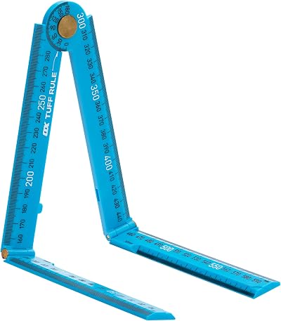 OX Tools Pro Tuff Folding Rule Cyan 600mm ABS Plastic Ruler Carpenters