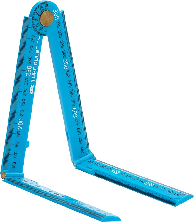 OX Tools Pro Tuff Folding Rule Cyan 600mm ABS Plastic Ruler Carpenters