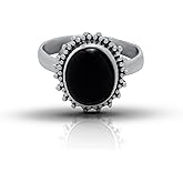 Black Onyx Ring 925 Sterling Vintage Tribal Gypsy Boho Look US Size 6 7 8 9 (6)