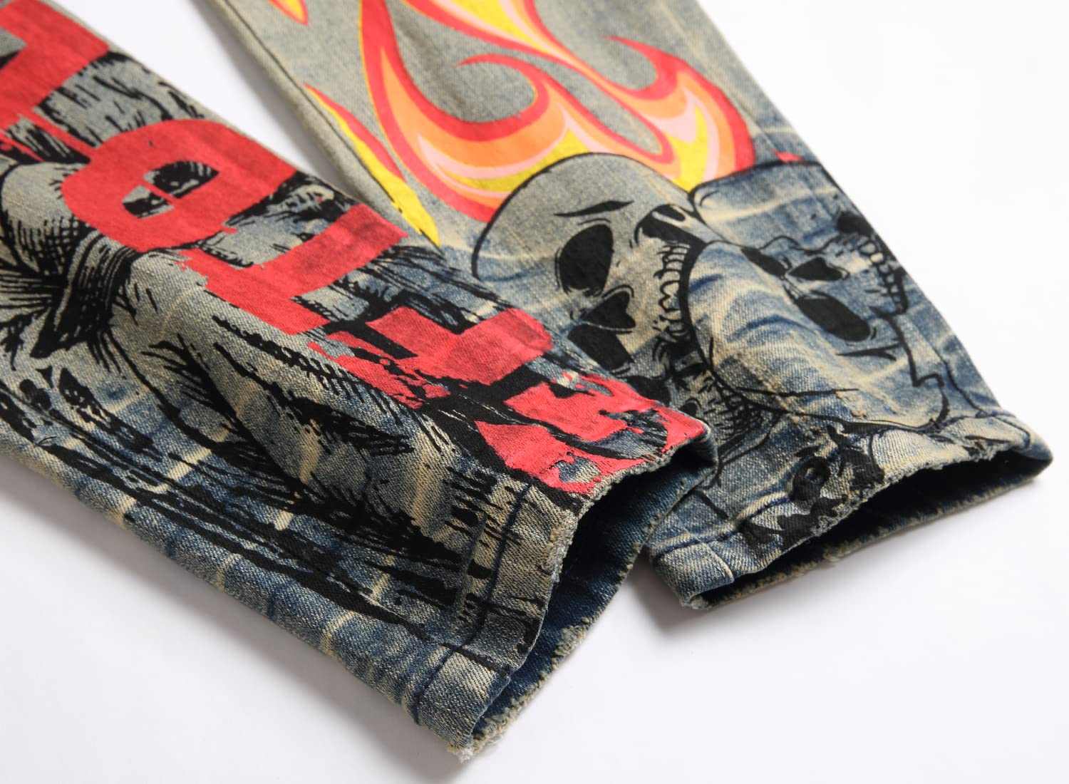 Baylvn Men's Designer Straight Slim Fit Patchwork Jeans Comfort Skinny Biker Denim Pants
