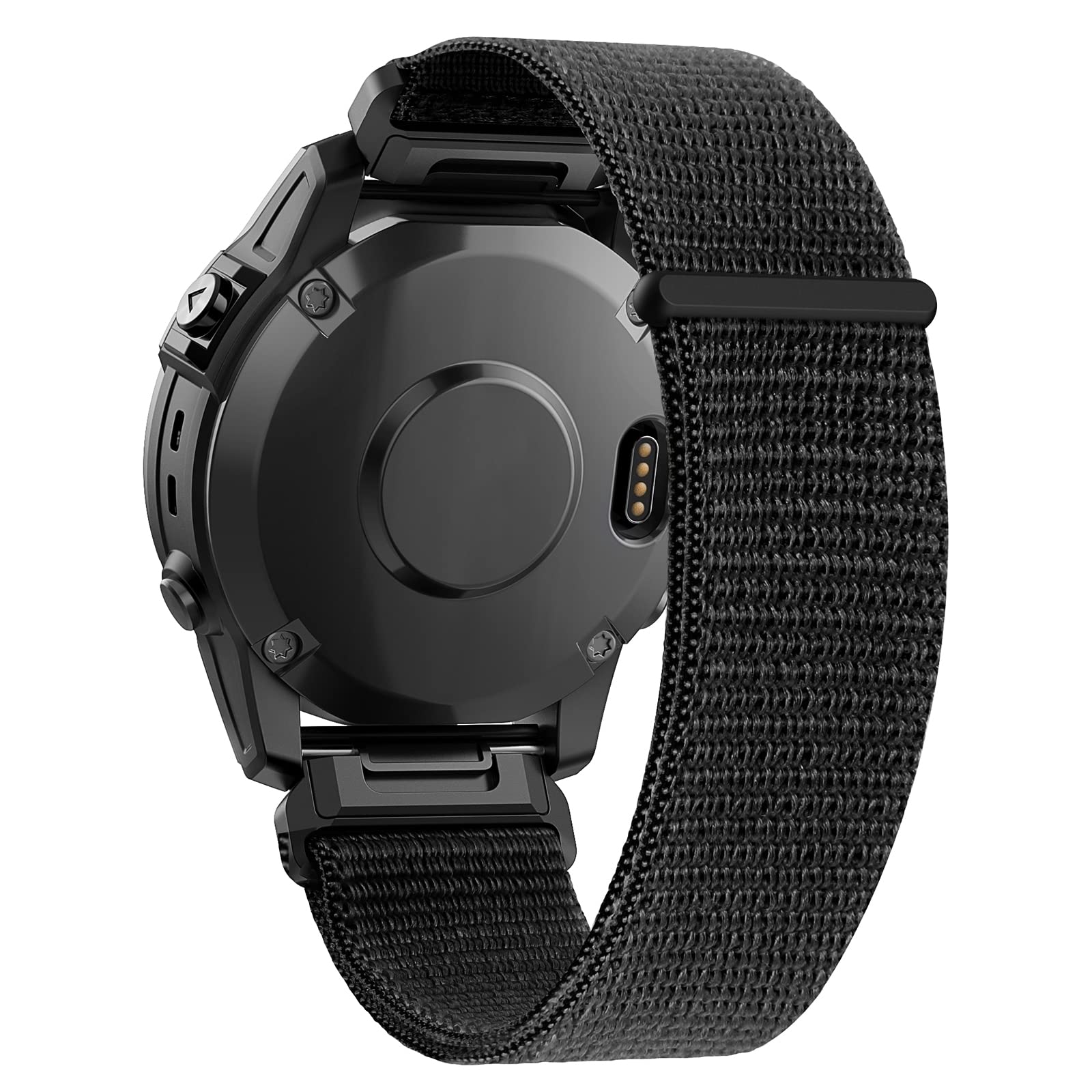 Photo 1 of Compatible with Garmin Fenix 8/8 Pro 51mm/Fenix 7X/6X/6X Pro/5X/5X Plus, 26mm Nylon Hook Loop Quick Easy Fit Watch Band Breathable Strap Replacement for Garmin Descent MK1/D2 Delta PX/D2 Charlie,Black