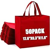 50Pcs Reusable Non Woven Shopping Bags Large Foldable Totes Bag with Handles Grocery Handbag Bulk for Boutiques
