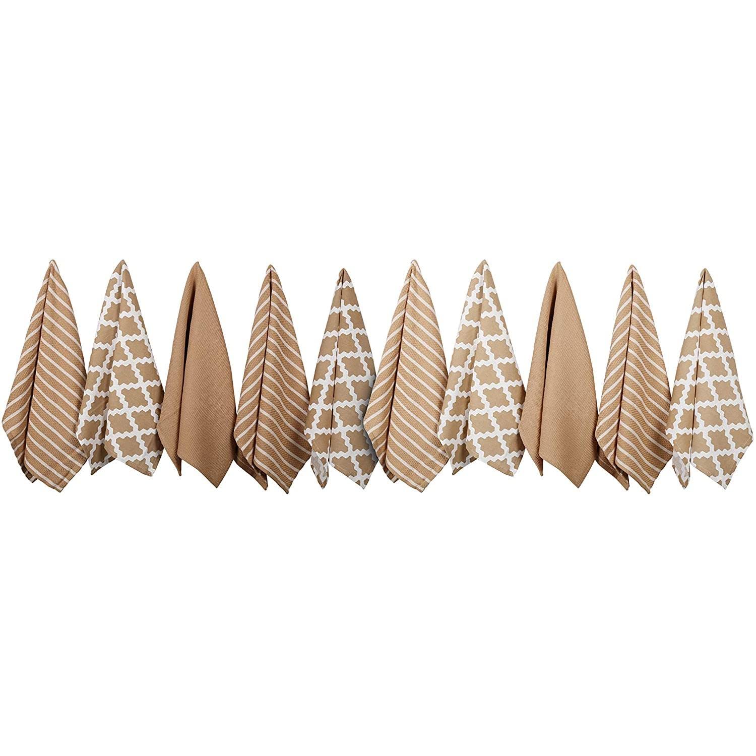 Penguin Home Premium 100% Pure Cotton Tea Towel for Kitchen, Set of 10 Kitchen Towels, Soft & Durable Kitchen Cloths Towel Set, Machine Washable, 65 x 45 cm Colour - Beige