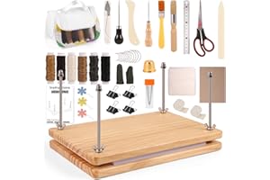 MAKEASY 50Pcs Book Binding Kits with Book Press (11.6x7.8in), DIY Bookbinding Kit with Waxed Thread, Needles, Bone Folder, Scissors & Bookbinding Supplies for Beginners & Professionals