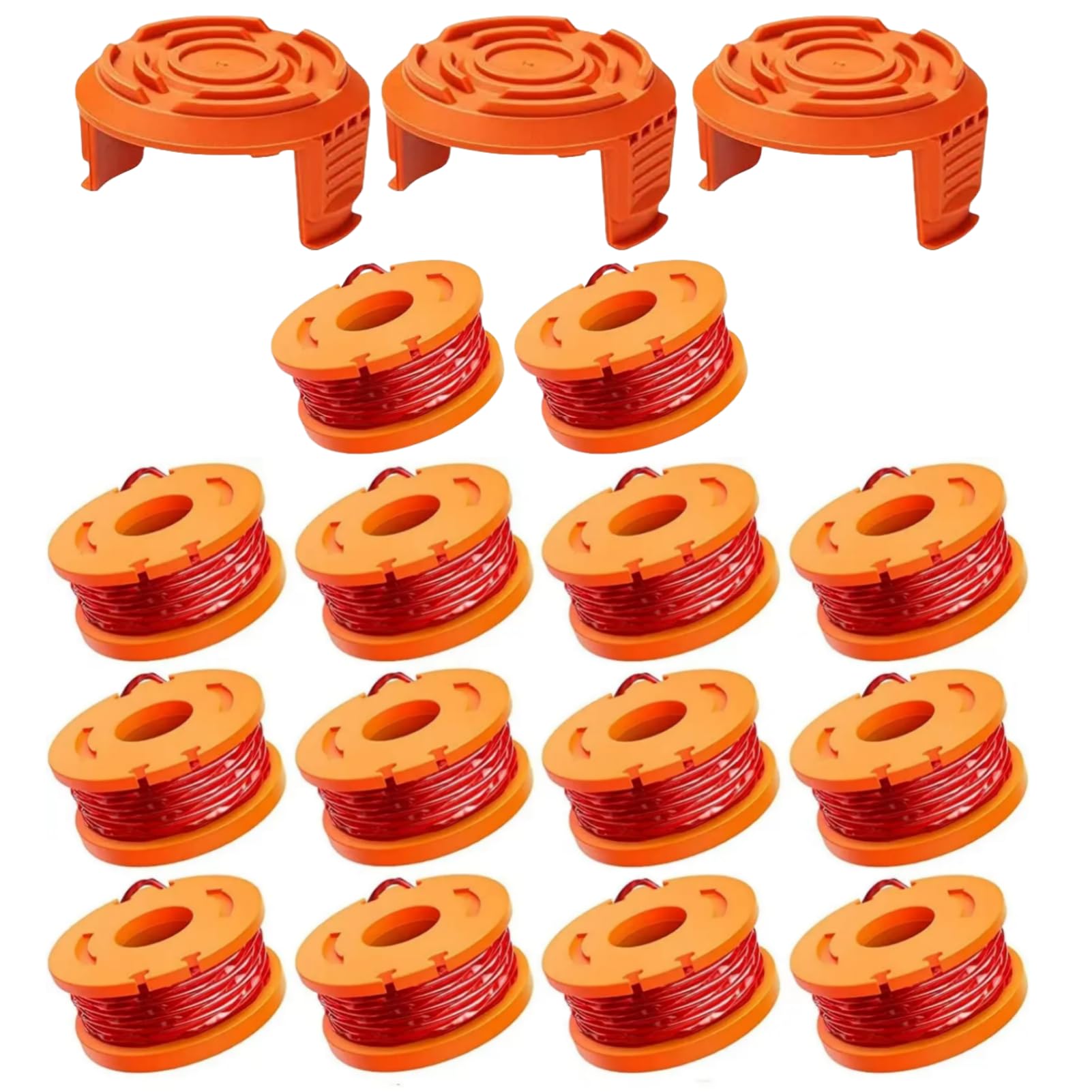 Yweller WA0010 WA0004 Spool Line Compatible with Worx All 20V Cordless Grass Strimmer WG151,WG163E.1,WG163E.2,WG163E.3,WG163E.6,WG163E.9,0.065"/1.65mm,10Ft/3M with WA6531GT Spool Cover 17 Pack