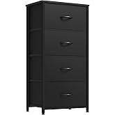 YITAHOME 4-Drawer Fabric Dresser, Furniture Storage Tower Cabinet, Organizer for Bedroom, Living Room, Hallway, Closet, Sturdy Steel Frame, Wooden Top, Easy-to-Pull Fabric Bins(Gray)