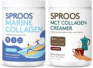 Sproos Premium Marine Collagen Powder 8.5 Oz Tub + MCT Collagen Creamer | Unflavored