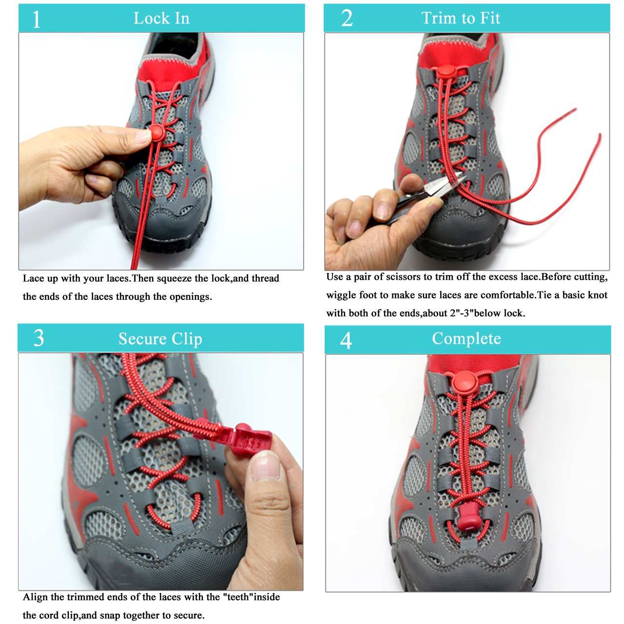 Faleto Lazy No Tie Elastic Shoelaces that Lock, Replacement Elastic Running Shoelaces for Mens, Womens, Seniors & Kids Shoes, Cleats, Boots (Black)