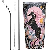 Yrebyou Horse Tumbler 20oz with Lid and Straw Stainless Steel Insulated Coffee Mug Leak-Proof Travel Cup for Water Iced Tea or Coffee