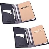 Wisdompro Journal Cover, 2 Pack PU Leather Notebook Cover for Field Notes, or other 3.5" x 5.5" Pocket Notebooks - Black