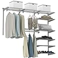 Tangkula 4 to 6 FT Custom Closet Organizer System Kit, Wall-Mounted Storage Organizer with Wire Shelving and Hanging Rods, Adjustable Closet Organizer Kit, Configurations Custom Closet for Bedroom