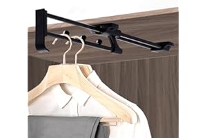 Autuwintor Hanger Rail Pull-Out Closet Rod Telescopic Wardrobe Pull Out Clothes Hanger Rail with Mounting Screws Top-mounted 
