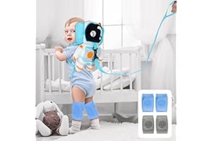 PRIMO LINES Baby Backpack Walker Protection, Toddler Head Protector Backpack Adjustable 270° Three-Sided Protection Breathable Design with Knee Pads & Safety Rope, 6-12 Month Baby(Astronaut)