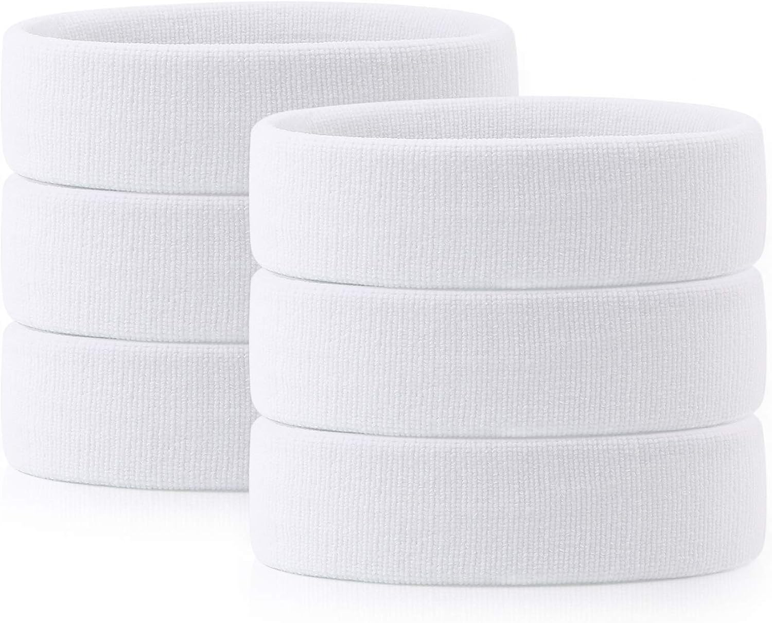 VENI MASEE Sportline Head Band Terry Cloth Headband Sweat Band Sweatband, 01-6PC-6White