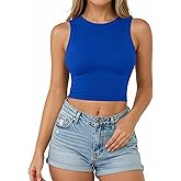 CLOZOZ Womens Tank Tops Round Neck Ribbed Sleeveless Crop Tops for Women High Neck Basic Crop Tank Top