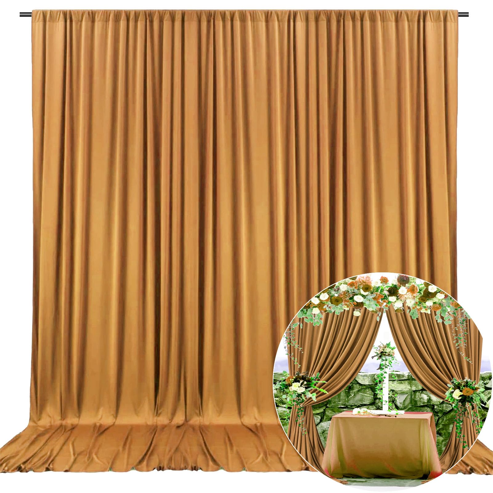 Photo 1 of 10 x 10 Feet Brown Backdrop Curtain for Partie, Background Curtains for Photoshoot, Birthday, Wedding, Halloween, Thanksgiving, Christmas Day, New Year Party Decorations 5Ft x 10Ft, 2 Panels
