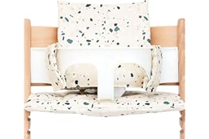Nibble and Rest Cushion for Stokke Tripp Trapp High Chairs, Soft Padded Seat & Backrest, Baby Set Compatible, Wipeable, Machine Washable, Easy to Clean, Stylish Print(Earthy Terrazzo)