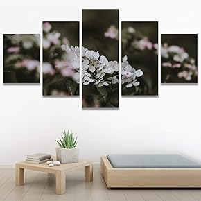 SIGNWIN 5 Panel Canvas Wall Art White Fields...