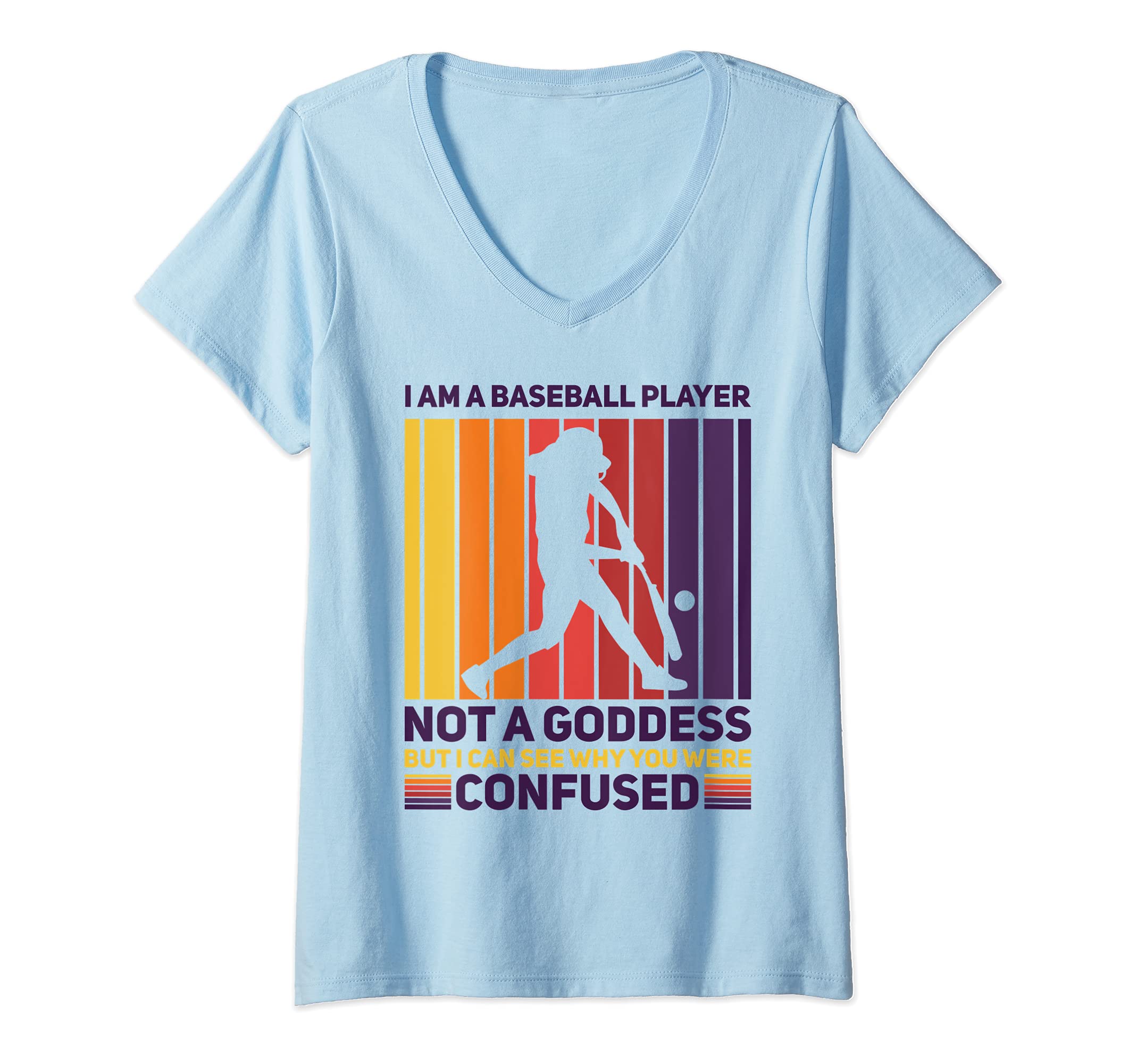 Womens Baseball Player Pitcher Catcher Infield Baseball Goddess wh V-Neck T-Shirt