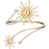 Thalireth Upper Arm Cuff Gold Sun Armlet Open Cuff Wrap Bracelet Arm Bangles Adjustable Bohemian Jewelry Gift For Women