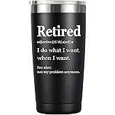 MASGALACC Retirement Gifts for Men Women Coworkers - Funny Retired 2025 Party Decorations for Coworkers, 20oz Stainless Steel Double Wall Vacuum Insulated Tumbler, Black