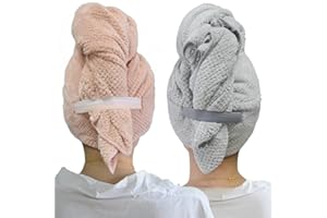 Chloven 2 Pack Extra Large Microfiber Hair Towel Wrap for Women,42 inch X 25 inch Anti Frizz Hair Drying Towel with Elastic S