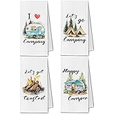 ChissNook Camping Kitchen Towels, Camper Gifts for Women Men Dish Tea Towels Drying Cloth for Kitchen Decor, Camping Decor for Camper Hand Towels for Bathroom, 16x24 Inch Set of 4