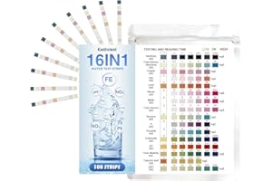 KEDIXIEST 100PCS16-in-1DrinkingWaterTest Strips, DrinkingWaterTestKit, HomeWate QualityTestLead Hardness Test Kit PH Manganese Nitrate Iron Nitrite Copper Chloride Mercury and More(100 Items 16-in-1)