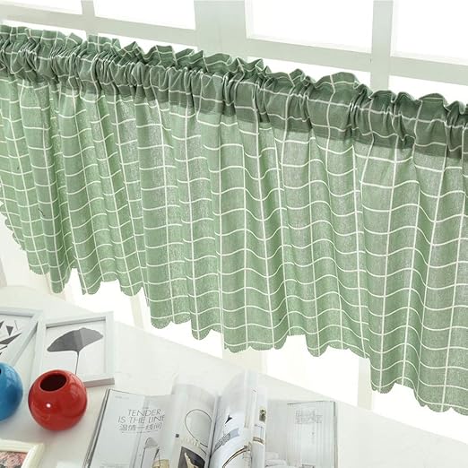 Amazon Com Galapara Valance Grid Stripe Style Blackout Curtains