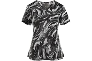 OIOLOYJM Scrubs for Women Set Animal Print Tops for Women V Neck Cartoon Pattern Short Sleeve Nursing Tops with Pockets