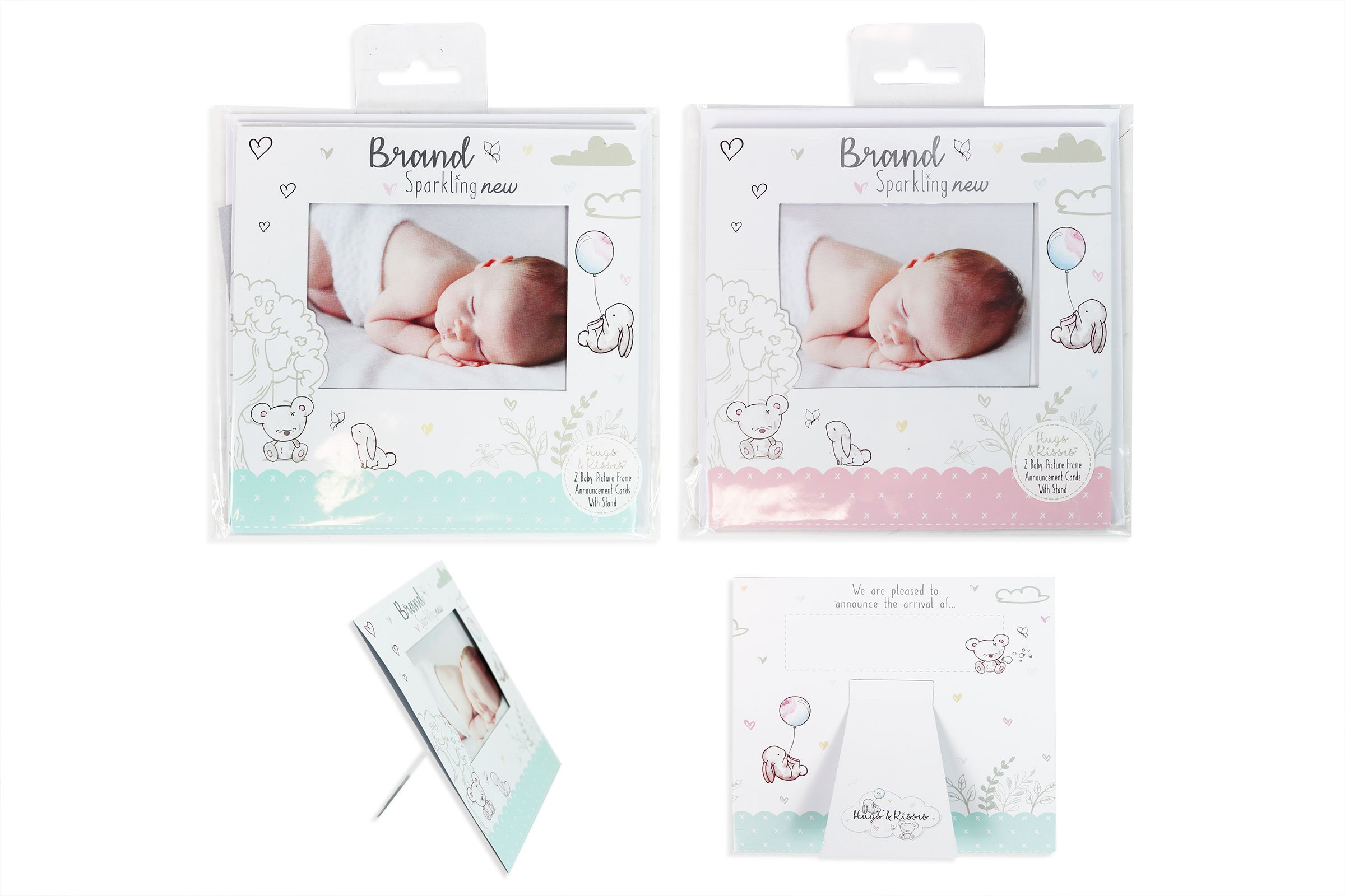 Newborn Announcement Card Frames Baby Arrival Keepsake Picture Frame Baby Scan Photo Frame Picture Frame Baby Announcement Card Greeting Card Baby Keepsake Baby Picture Frame - Blue Pack of 2