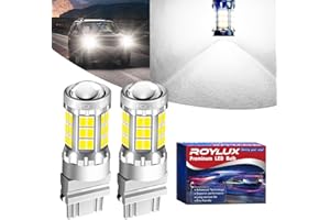 ROYLUX 3157 LED Bulb White Super Bright 3056 3057 3156 4157 Backup Reverse Lights Tail Light Bulbs with Projector for Stock Lamp Replacement, Pack of 2
