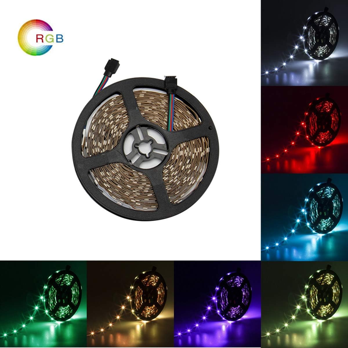 Uhomely LED Strip Lights, RGB 10M/32.8FT Non-Waterproof 24V / 5A LED Strips, Multi-Color 300LEDs SMD5050 Led Light Strips for Kitchen, Mirror, TV, Bed, Cabinet, Car or Other Indoor Home Decoration