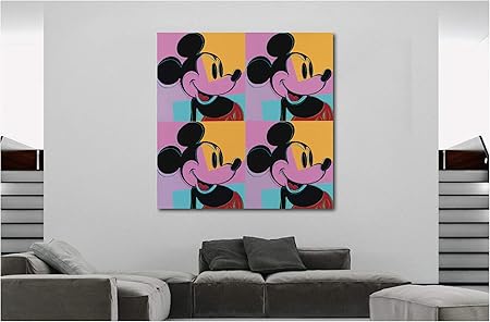 Amazon Com Andy Warhol Mickey Mouse Pop Art Canvas Framed Wall Art Various Sizes 36x36 Inches Framed Posters Prints