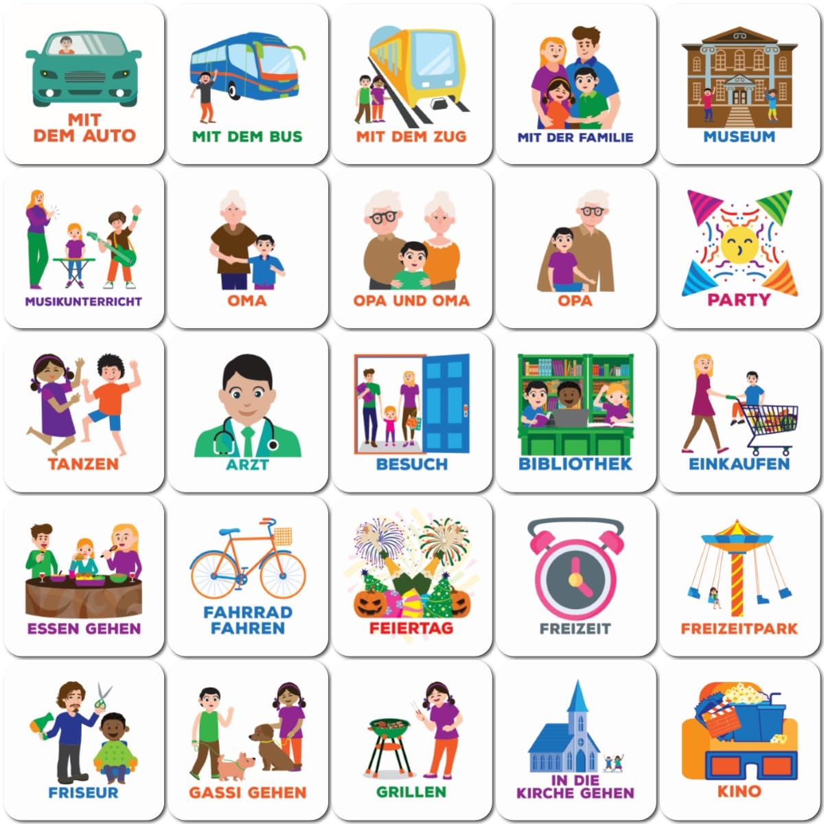 Smarfer - Magnetic Pictograms for Weekly Planner - Pack of 50 - German - for Children - Outdoor Activities - Daily Schedule - Autism Planner - Magnets - Routine Tasks - Reward Board