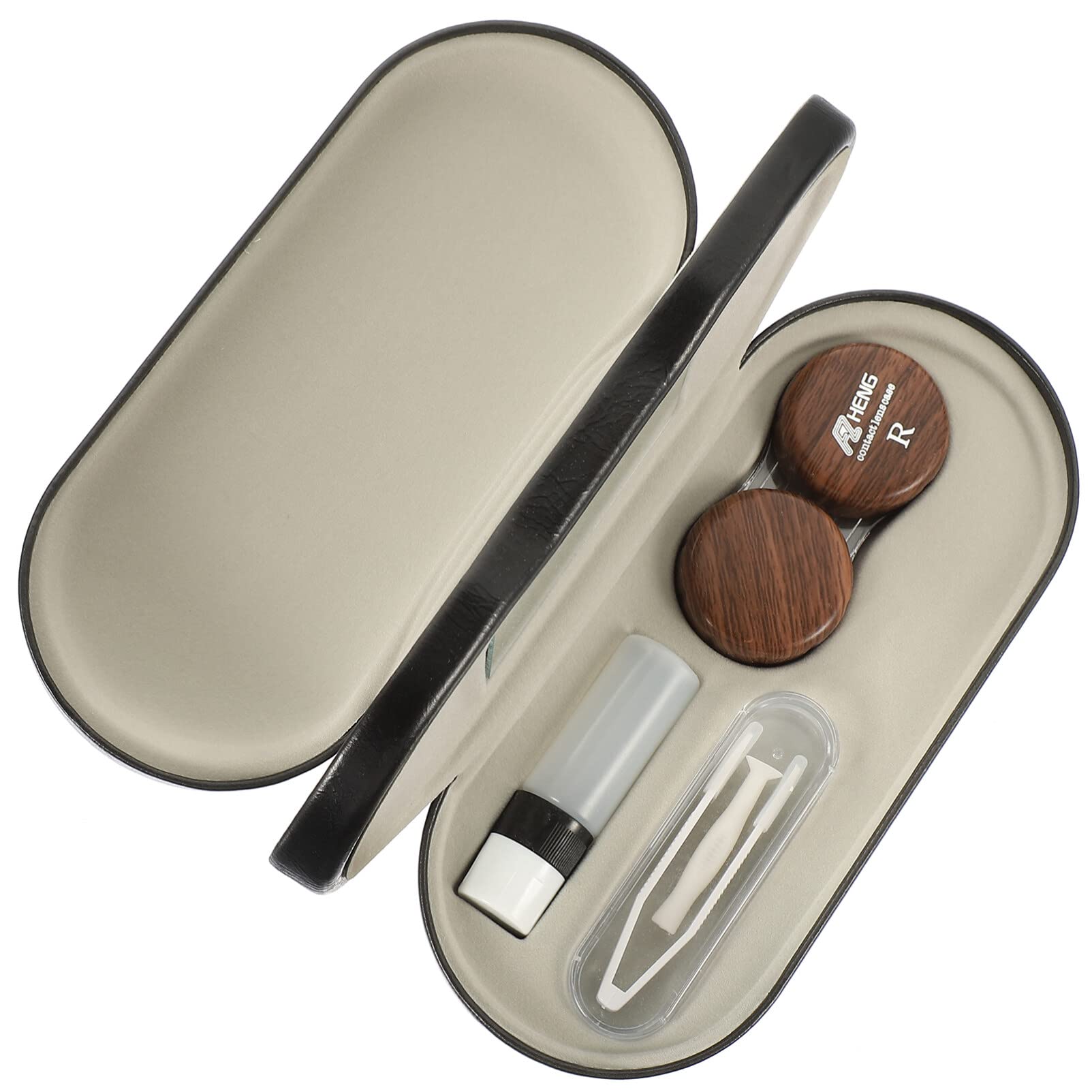Healifty Dual-Layer Glasses Case Multipurpose Pu Leather Eyewear Organizer for Travel and Home Portable Glasses and Lens Storage Box 6.22X2.91X1.97 Inches