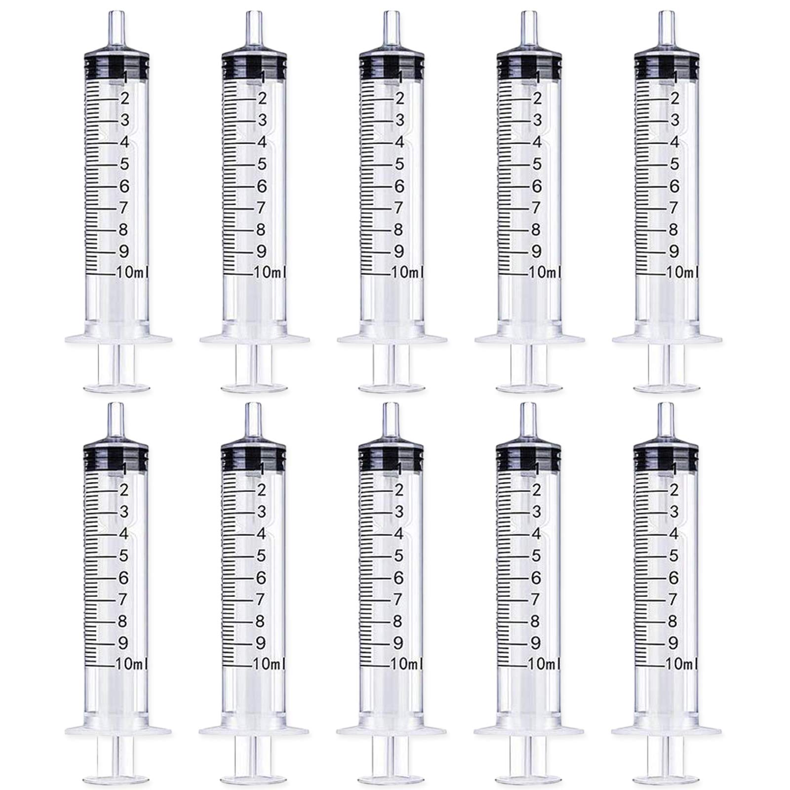 10 Pack 10ml Plastic Syringe, Liquid Measuring Syringe Tools Individually Sealed with Measurement for Scientific Labs, Measuring, Watering, Refilling, Feeding Pets, Oil or Glue Applicator