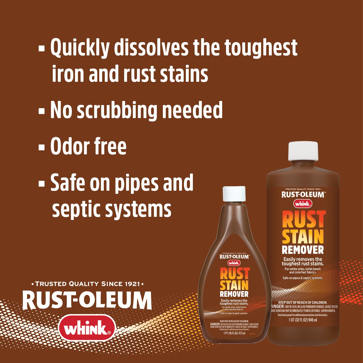 Rust-Oleum Whink Rust Stain Remover | Heavy-Duty Iron Stain Remover for White Toilets & Sinks, Colorfast Fabric & Carpets | 32 oz