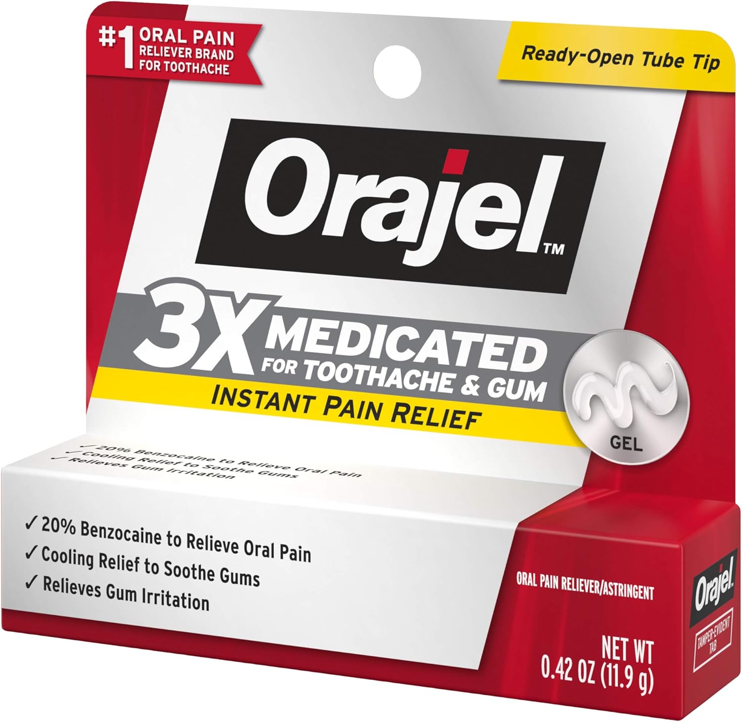 Orajel 3X Medicated For Toothache & Gum Gel, .42 OZ: Health & Personal Care