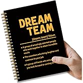KANGYUSO Dream Team Black Gold Notebook Gifts, Dream Team Definition 160 Pages Hardcover Spiral Notebook, Office Journal for Employee, New Job Appreciation Gifts for Colleague Friend Office Worker