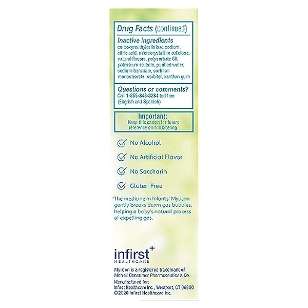 MYLICON INFANTS’ GAS RELIEF DYE FREE DROPS – .5 OZ, PACK OF 2