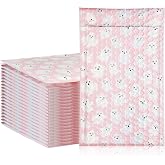 LemonSecret 80 Pack Halloween Bubble Mailers Cute Pink Ghost Poly Mailers | 6x10 Inch, Thick Bubble Packing Bags, Self Seal, Shipping Bags, Waterproof, Mailing Envelope, Jewelry Makeup Business Packing