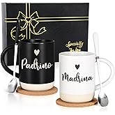 Cabtnca Godparents Proposal Gift, Padrinos Proposal Gift, Padrino Madrina Mugs, Christmas Birthday Gifts for Godparents from Godchild, Godmother Godfather Godparents Gifts for Baptism, 16 Oz Set of 2