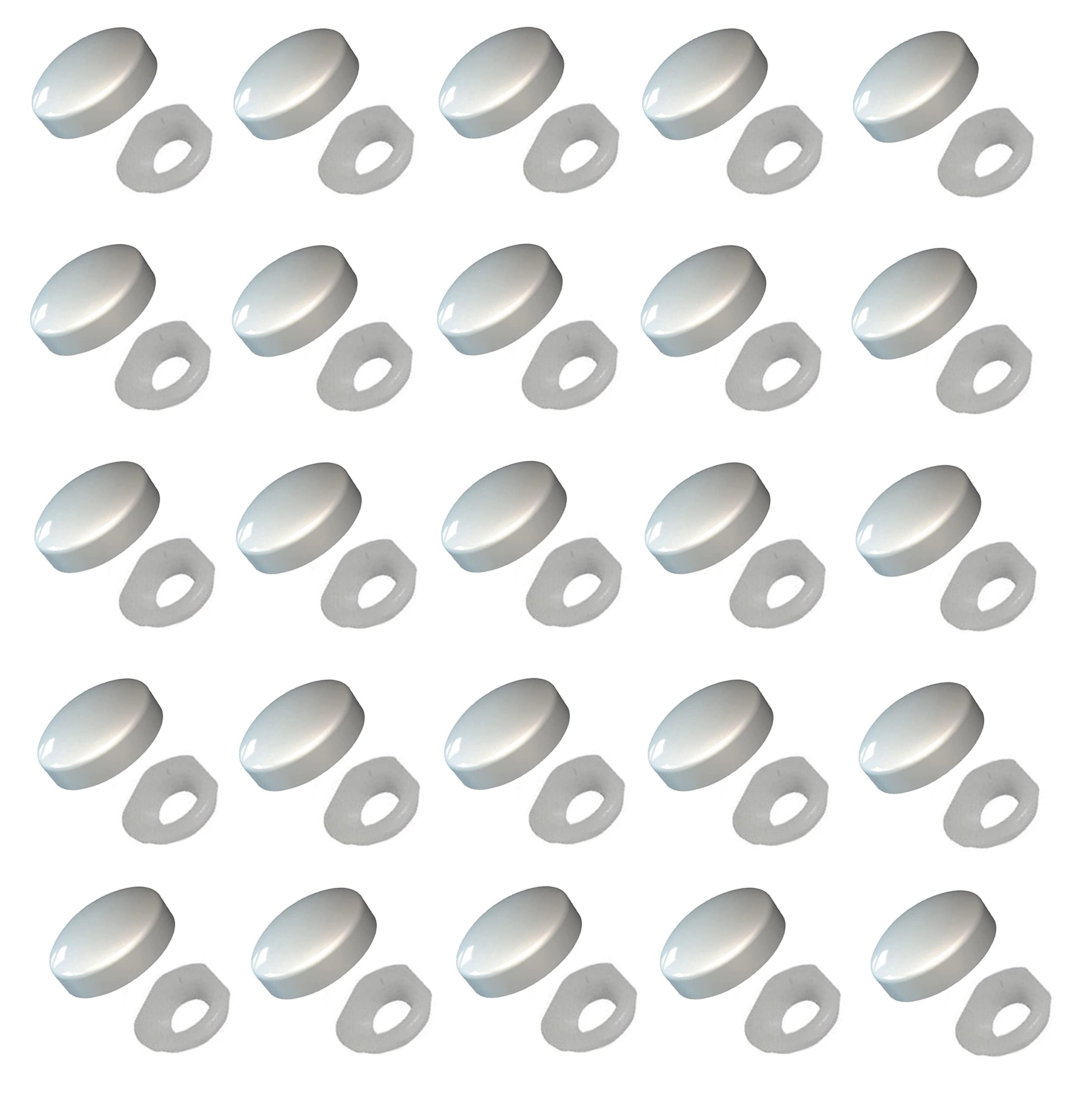 TERF® White Two Piece Snap On Plastidome Screw Cover Cap 15mm (5/8 Inch) Diameter Clip On Plastic Dome Covers for Ø 6g - 8g (3.5mm - 4mm) Screw Size - Pack of 20