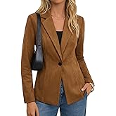 Mina Self 2026 Spring Women Suede Blazer - Long Lapel Collar One Button Business Casual Jacket Suit for Work Professional